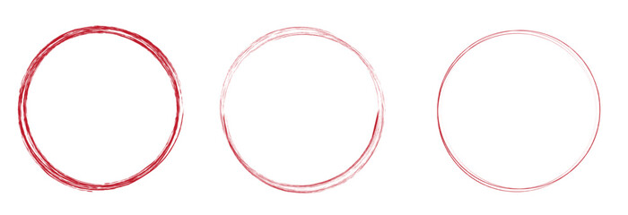 Red circle line hand drawn. Highlight the hand drawing circle isolated on a white background. Round handwritten circle. 