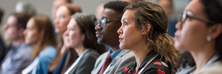 A diverse audience focused on a presentation at a professional event, capturing the essence of learning and collaboration
