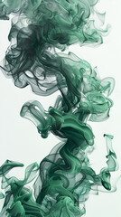 Green smoke bomb exploding against white background  ,Beautiful swirling colorful smoke , Abstract background for design