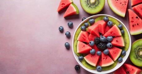 A refreshing fruit salad with watermelon, kiwi, and berries