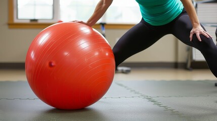 Core strengthening exercises with a stability ball, balance, control, foundation - obrazy, fototapety, plakaty