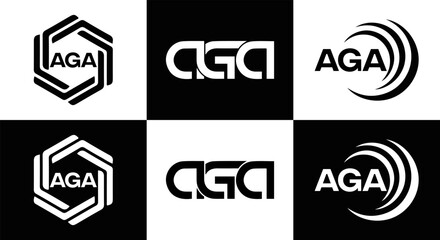 AGA logo. A G A design. White AGA letter. AGA, A G A letter logo design. Initial letter AGA linked circle uppercase monogram logo. A G A letter logo vector design. top logo, Most Recent, Featured, - obrazy, fototapety, plakaty