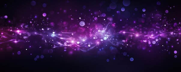 Violet abstract glowing bokeh lights on a black background with space for text or product display