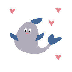 A gray dolphin or whale vector illustration