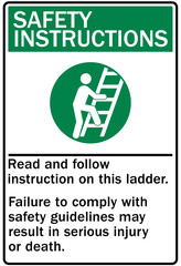 ladder safety sign instruction