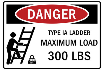 ladder safety sign type IA ladder maximum load 300 lbs