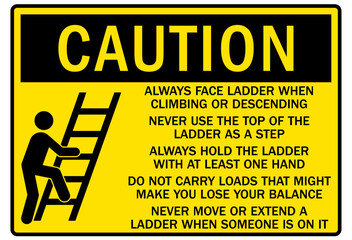 ladder safety sign ladder instruction rules - obrazy, fototapety, plakaty