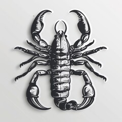 A black and white illustration of a scorpion. - obrazy, fototapety, plakaty