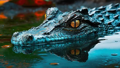 Wandaufkleber close up of a crocodile © Chris