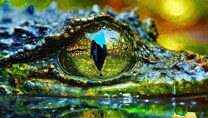 Fotobehang eye of a crocodile © Chris