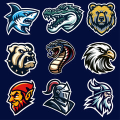 High School Sports Mascot Logo Vector Icon Set: Dynamic Team Emblems for Branding & Merchandise