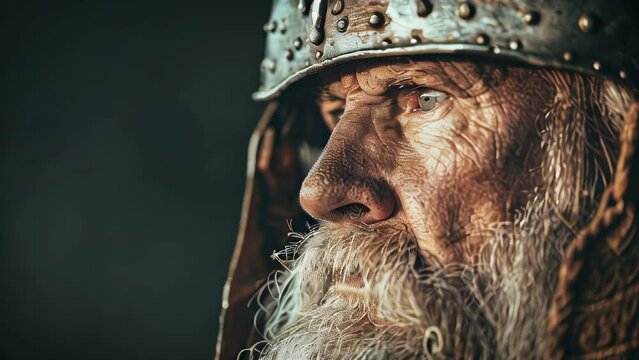 An intricate portrait of an old viking