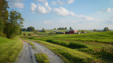 Scenic View of Expansive Ohio Farmland Real Estate for Sale - obrazy, fototapety, plakaty