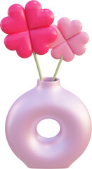 pink heart flowers in vase