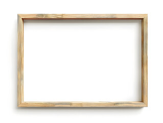 Thin wooden frame mock up isolated on white background