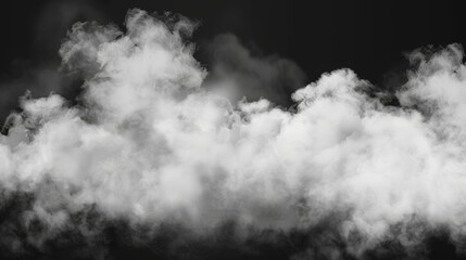 Steam cloud or mist realistic texture modern illustration. White steam cloud or mist on dark transparent background, natural effect isolated border, - obrazy, fototapety, plakaty