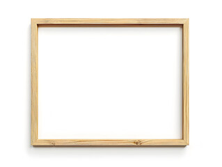 Thin wooden frame mock up isolated on white background