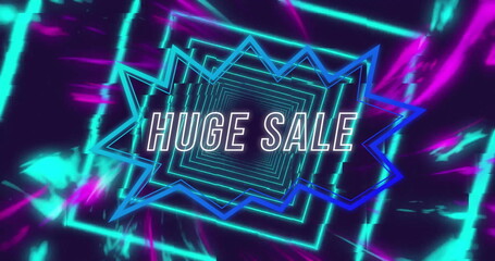 Image of huge sale text over neon pattern - Powered by Adobe