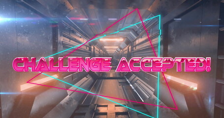 Image of challenge accepted text over neon background