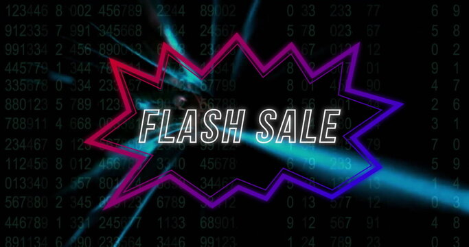 Image of huge sale text over neon pattern - Powered by Adobe