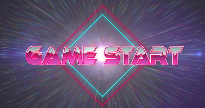 Image of game start text over neon background