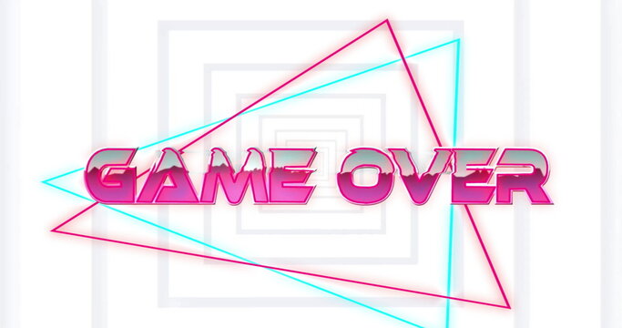 Image of game over text over neon pattern
