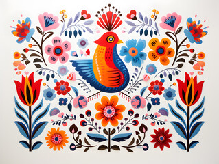 Obraz premium Scandinavian folk art elements isolated on white background