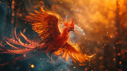 Resilient Phoenix Rebirth - obrazy, fototapety, plakaty