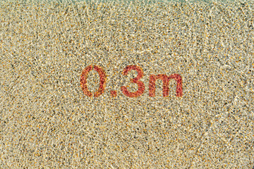 Entrance to the pool with a depth indication of 0.3 meters.
