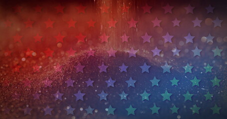 Image of american flag stars over sparkling sand falling in background - Powered by Adobe