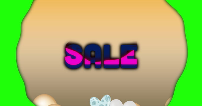 Image of sale text over balloons on yellow background