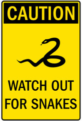 Snake warning sign watch out for snakes