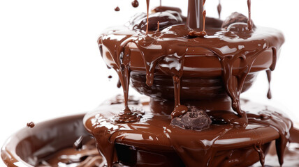 Chocolate fountain flowing