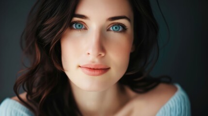 Fototapeta premium A woman with blue eyes looking at the camera.