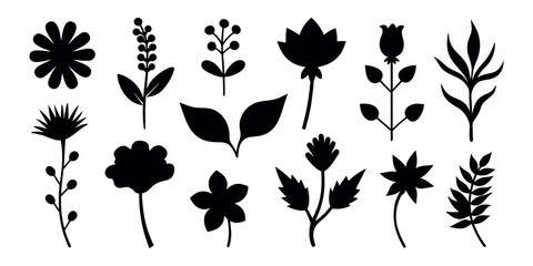 Set of hand-drawn botanical flowers line art vector. Collection of foliage, leaf branches, floral, flowers, roses, and line art. - obrazy, fototapety, plakaty