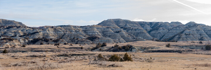 Panoramic View of North Dakota Badlands in Spring