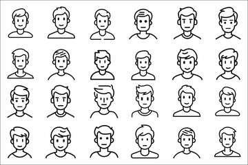 User icon, User icon set, Set of User icon, Black and white User icon set, User line icon set