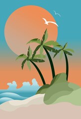 tropical island with palm trees