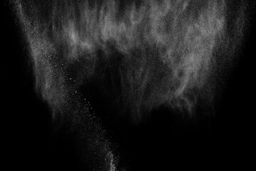Abstract white dust on black background. Light smoke texture. Powder explosion. Splash water overlay.
- 785501591
