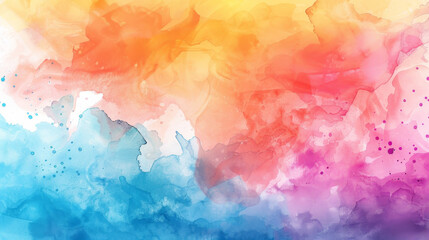 Colorful painted watercolor background. Bright blue, orange, yellow and purple colors. Generative ai