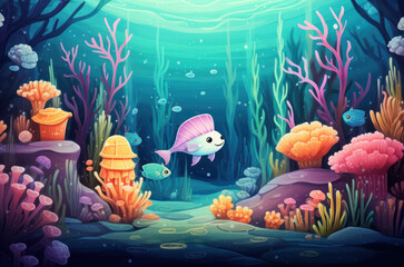 A cute illustration of the underwater world 