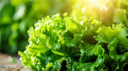 Healthy green lettuce flourishing in a controlled greenhouse environment, growing abundantly