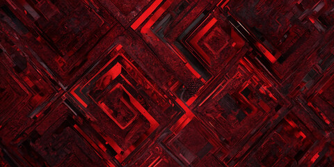 Abstraktes futuristisches Muster in feurigem Rot und Schwarz - obrazy, fototapety, plakaty