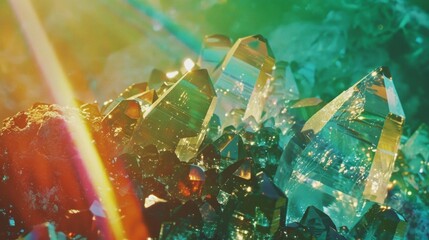 Crystals Bathed in Prism Light for Chakra Healing