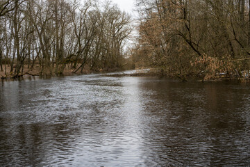 Spring flood on the river.