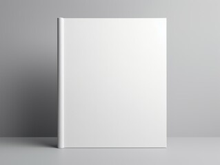 close view of a white book template on an isolated background