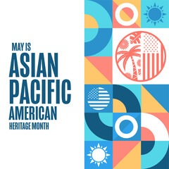 May is Asian Pacific American Heritage Month. Holiday concept. Template for background, banner, card, poster with text inscription. Vector EPS10 illustration. © bulgn
