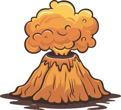 cartoon illustration of a flaming volcano