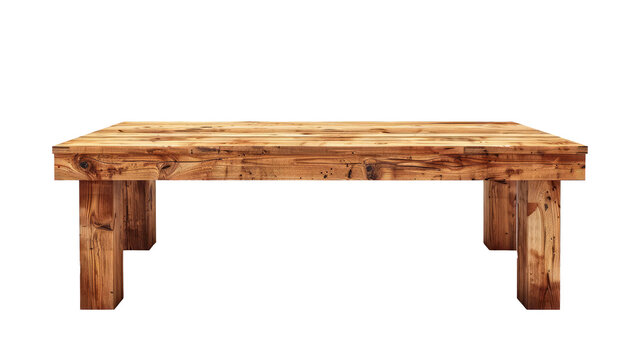 A wooden table on a white background.