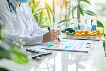 Nutritionist creating a personalized nutrition plan with DNA and biohacking data